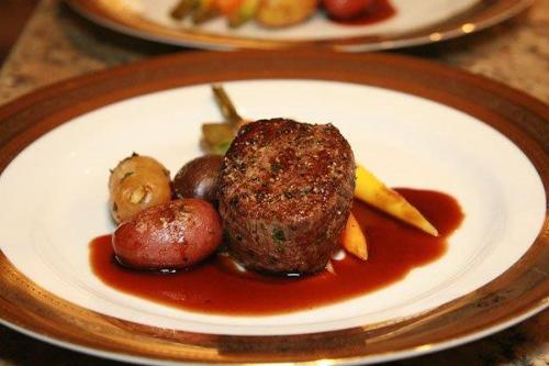 Plated filet mignon entrée