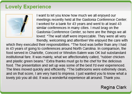 Regina Clark stated that she had a Lovely Experience overall, she praised chefs about food.